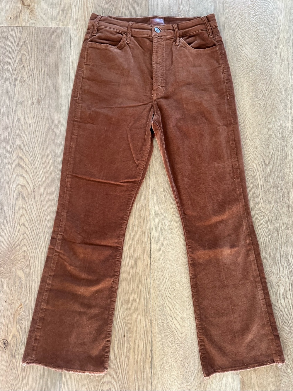 MOTHER The Hustler Ankle Fray Corduroy Pants Hopscotch Highrise 29